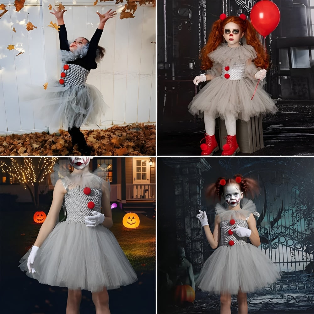 Costumi Halloween Bambina Pagliaccio Tutu Festa - Image 4