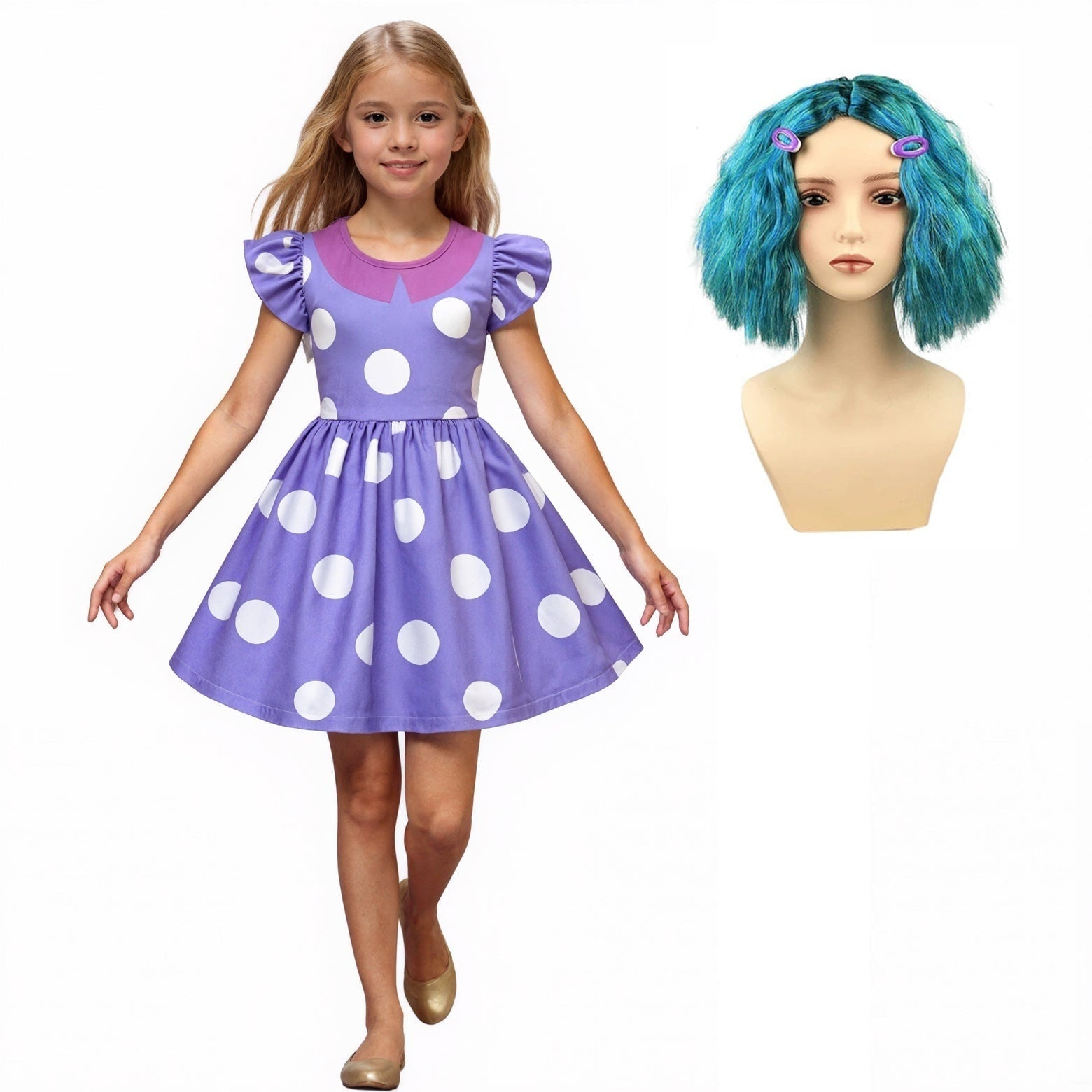 Costumi Halloween Vestito Bambina Pois Carnevale - Image 2