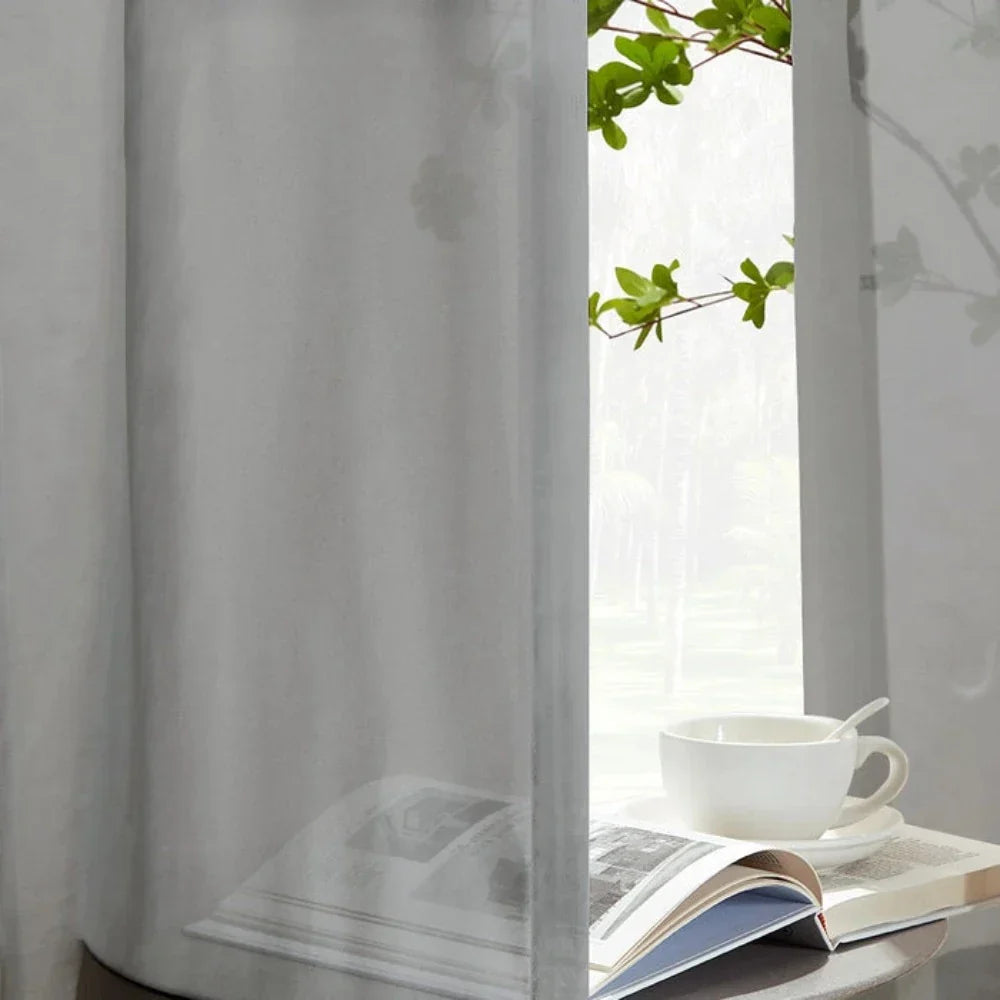 Tala Solid Flame-Retardant Transparent Curtains Pleated