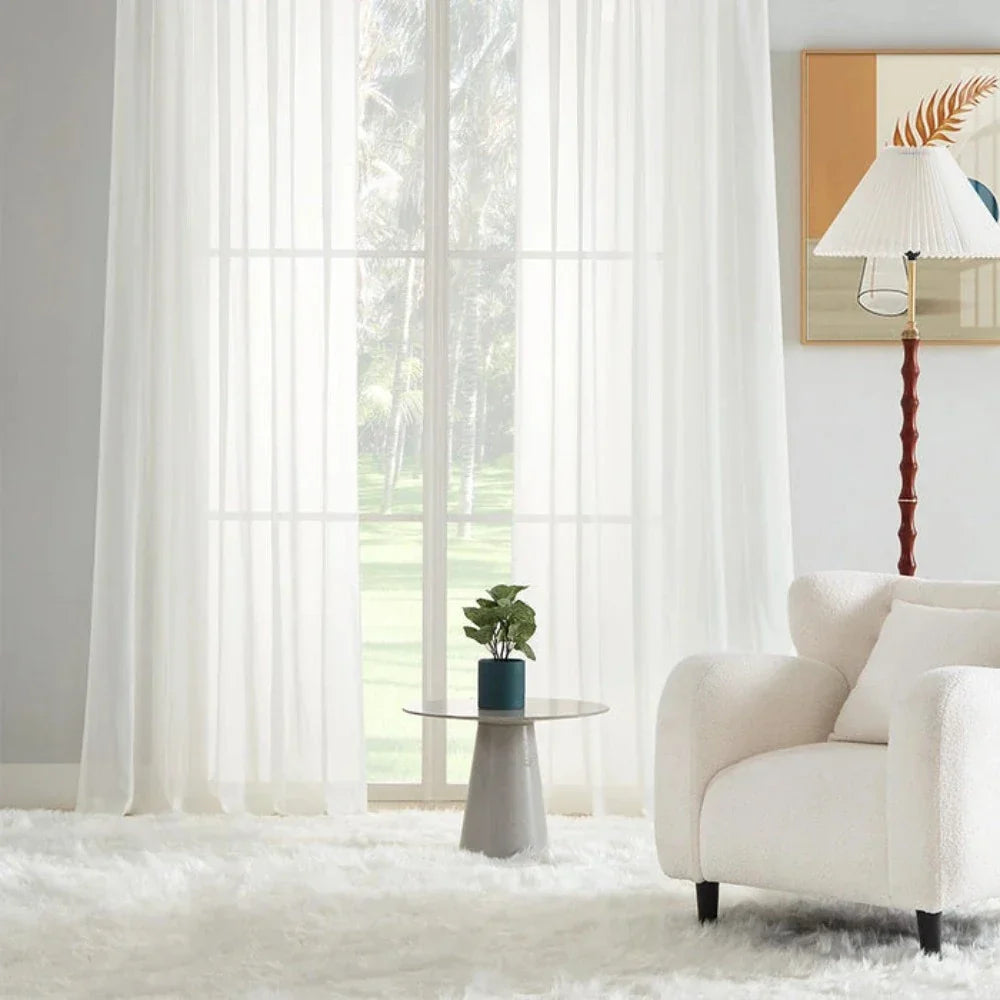 Tala Solid Flame-Retardant Transparent Curtains Pleated