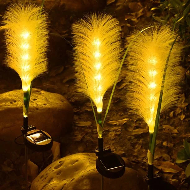 Iluminação de Jardim Exterior Solar em Junco Decorativa