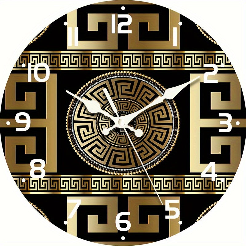 Relógio de Parede de Madeira Silencioso sem Tique-taque - Desenho de Chave Grega, Mecanismo de Quartzo