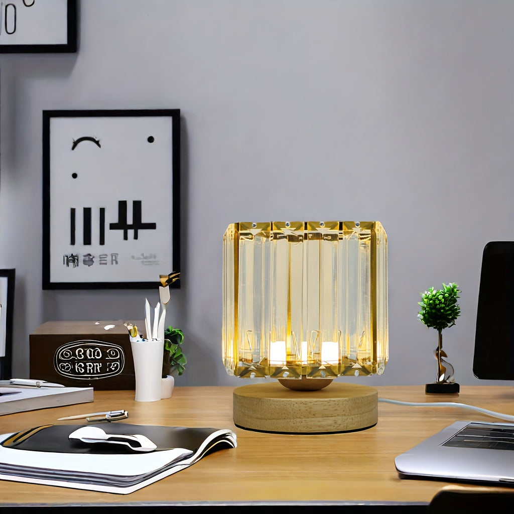 LumiCrystal - Glass Crystal Table Lamp, LED Light Source, USB-Powered, Ideal
