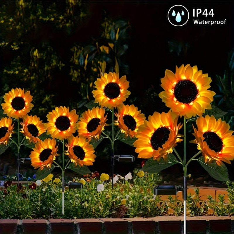 SolarBloom - Sunflower LED Garden Light with 3 Heads, Waterproof