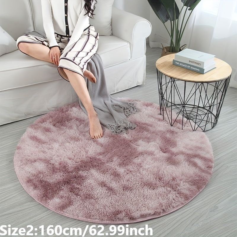 1pc Tappeto Rotondo in Peluche Tie-dye - Morbido e Caldo Tappeto Decorativo per Soggiorno, Camera da Letto e Yoga