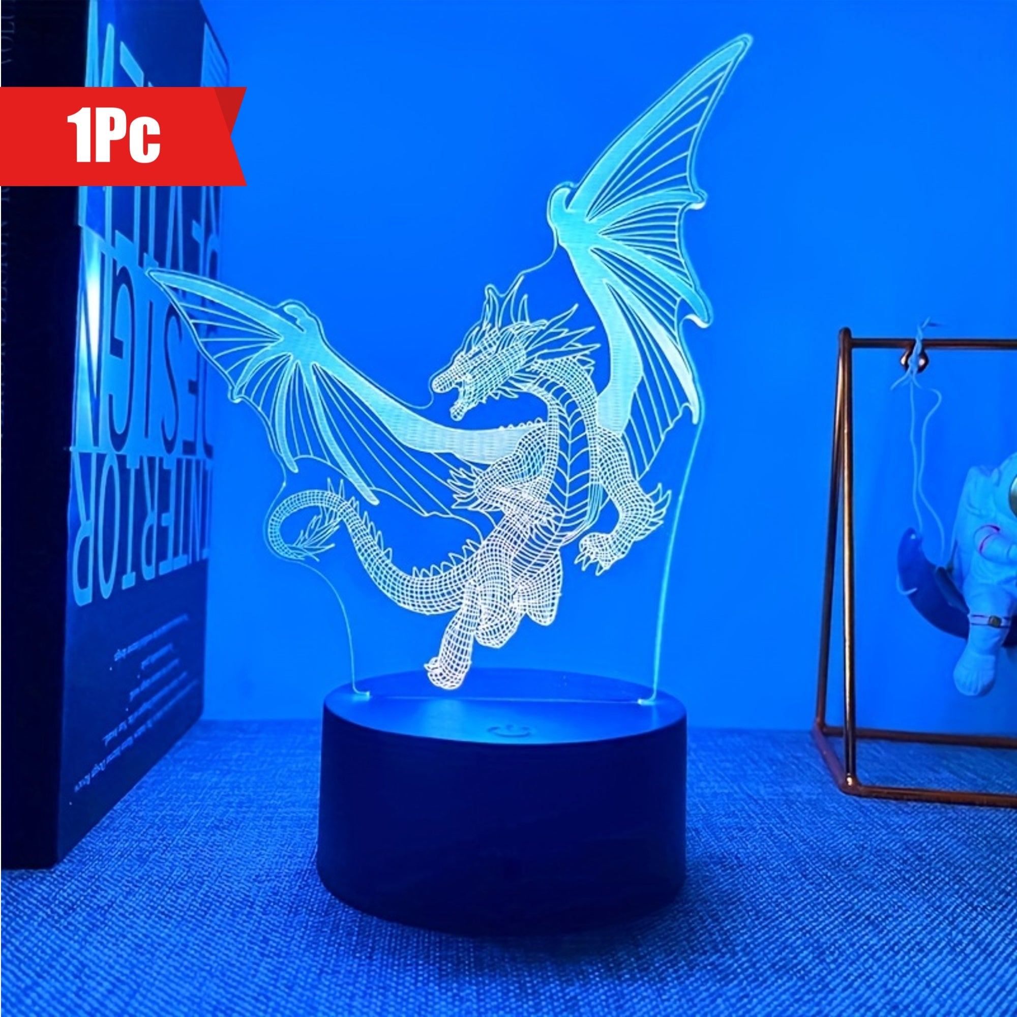 DinoLicht - Lámpara nocturna 3D de dinosaurio con control táctil, luz RGB