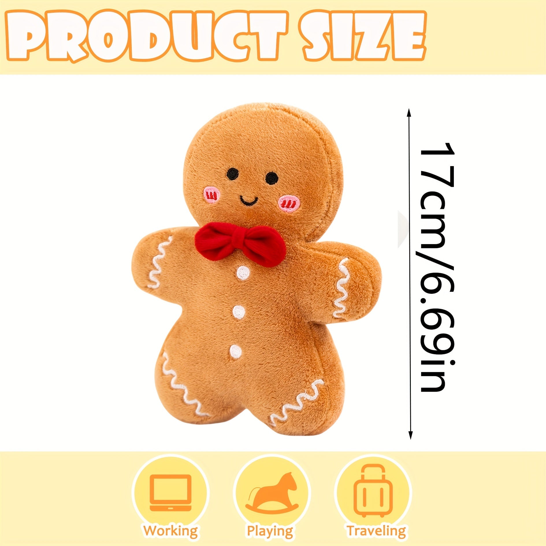GingerJoy - Boneco de Biscoito de Gengibre de Peluche para Decoração de Natal