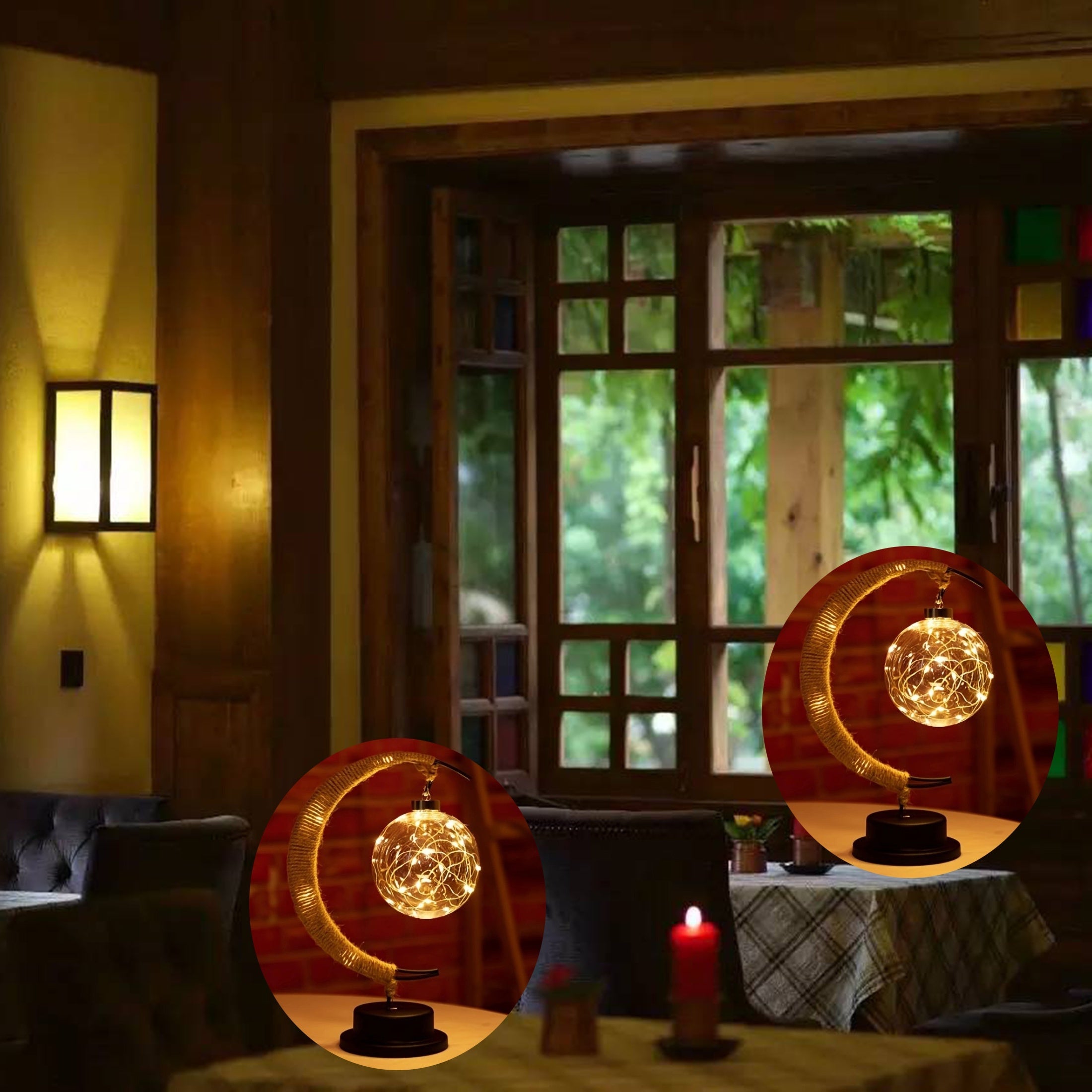 LunarGlow - Wrought Iron Moon Lamp With LED Ball