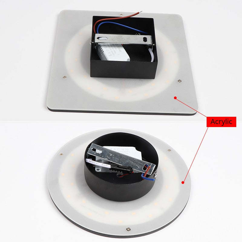 LunaGlow - Lámparas de pared LED minimalistas de metal negro para jardín y pasillo