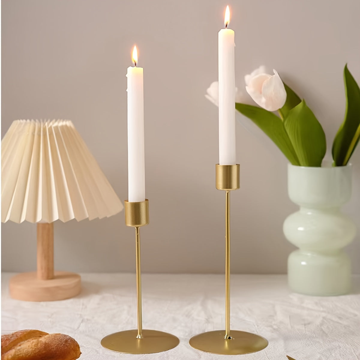 2 Pieces Metal Candle Holders – Table Decoration for Dinner, Wedding, and Holidays