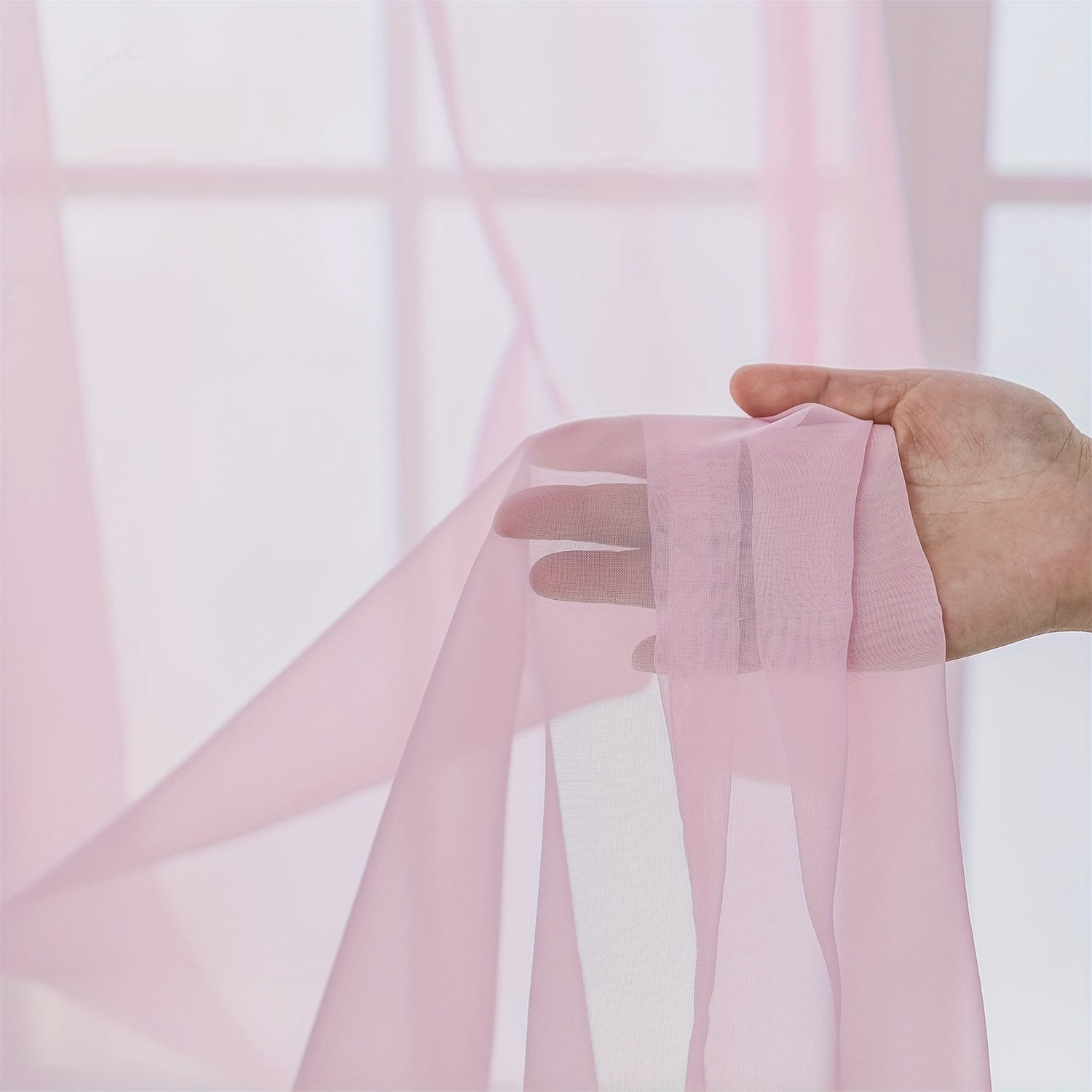 Cortinados Semi-transparentes - Pack de 2 Cortinados Leves e Respiráveis em Poliéster para Quarto e Portas de Terraço