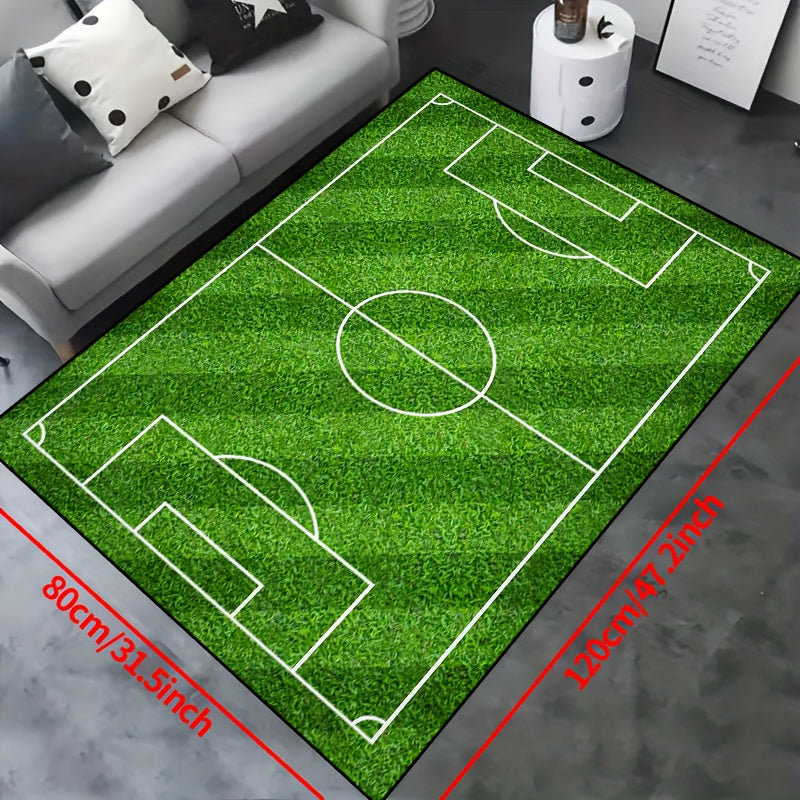 Alfombra de patrón de campo de fútbol - Alfombrilla antideslizante lavable para salón, dormitorio, jardín o sala de juegos