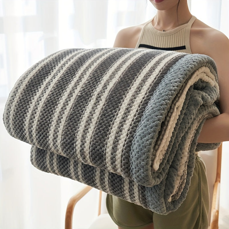 Manta de forro polar de leche a cuadros acogedora - Manta de invierno gruesa y suave para oficina y comodidad en la cama, lavable a máquina