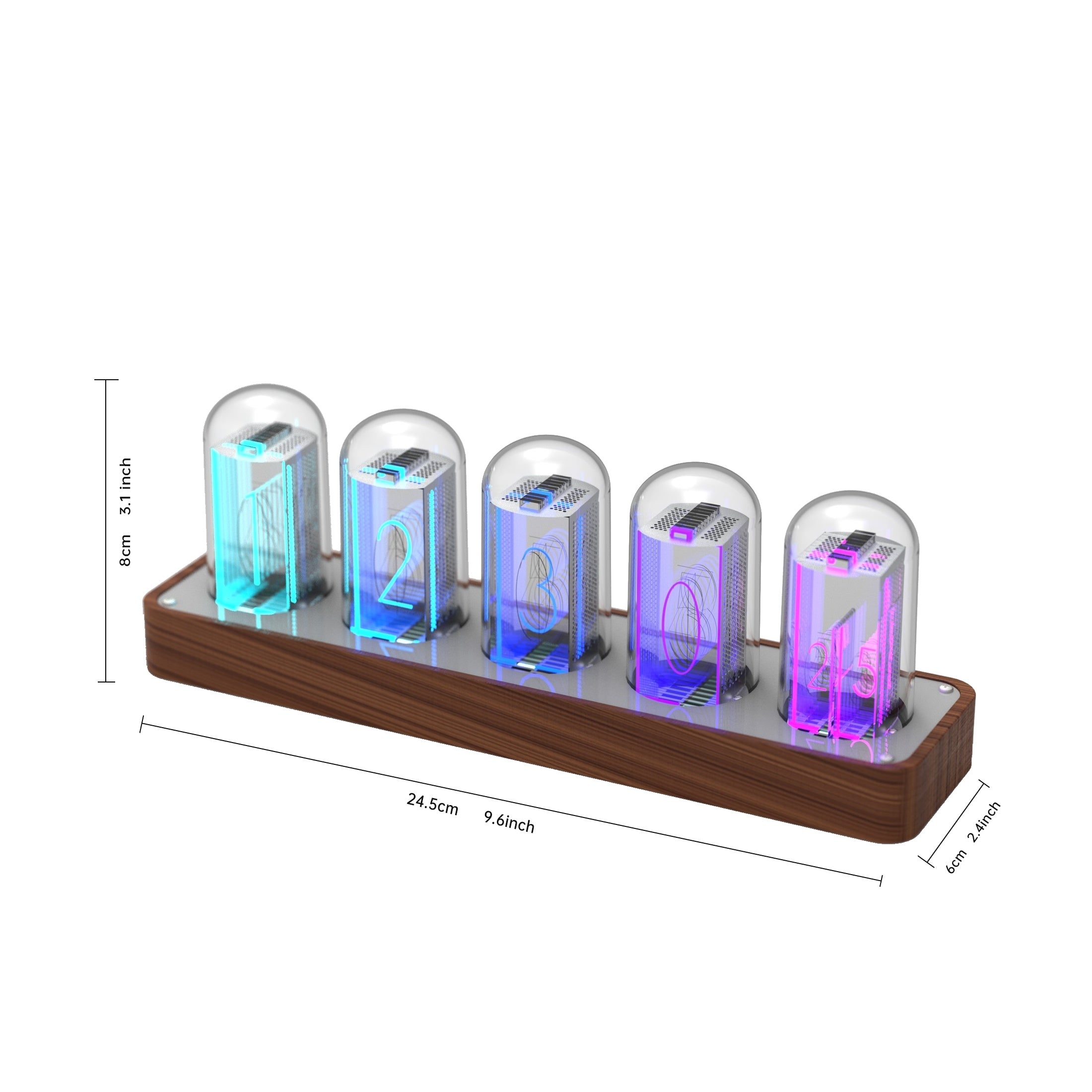 ClocTeck Nixie Tube Klok - Retro Digitale Bureaublok, Ondersteunt Wi-Fi Tijdkalibratie (Walnootkleur)