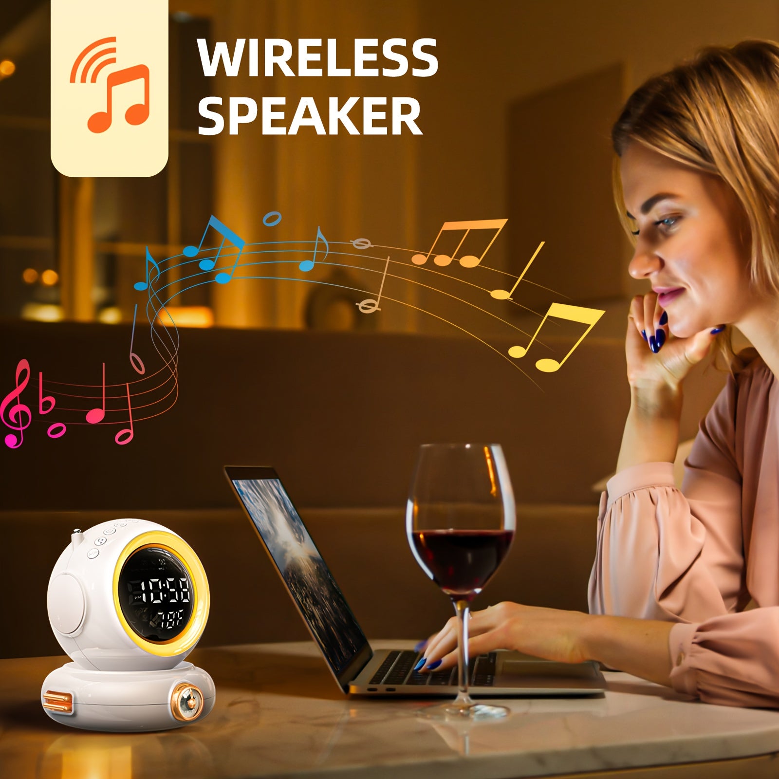 LunaRise - Sunrise Simulation Alarm Clock with Wireless Speaker and FM Radio