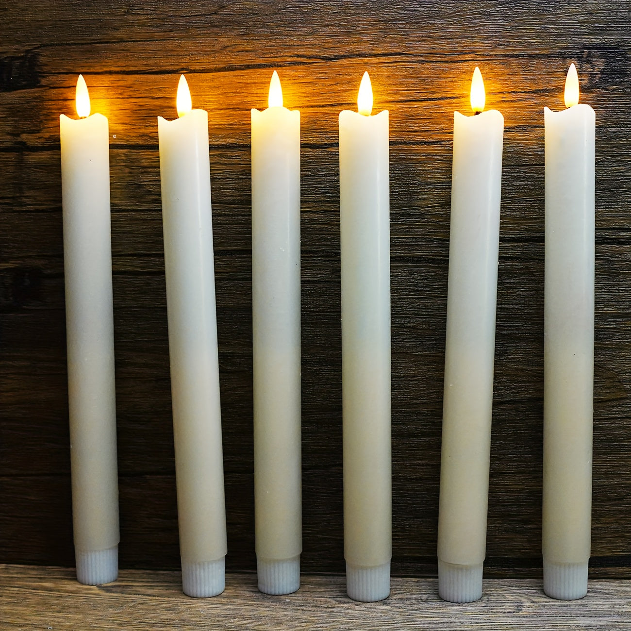 6x Candele a Cera Senza Fiamma a Forma di Cono - Con Telecomando, Candele LED Color Avorio per Decorazioni da Tavolo e Matrimonio