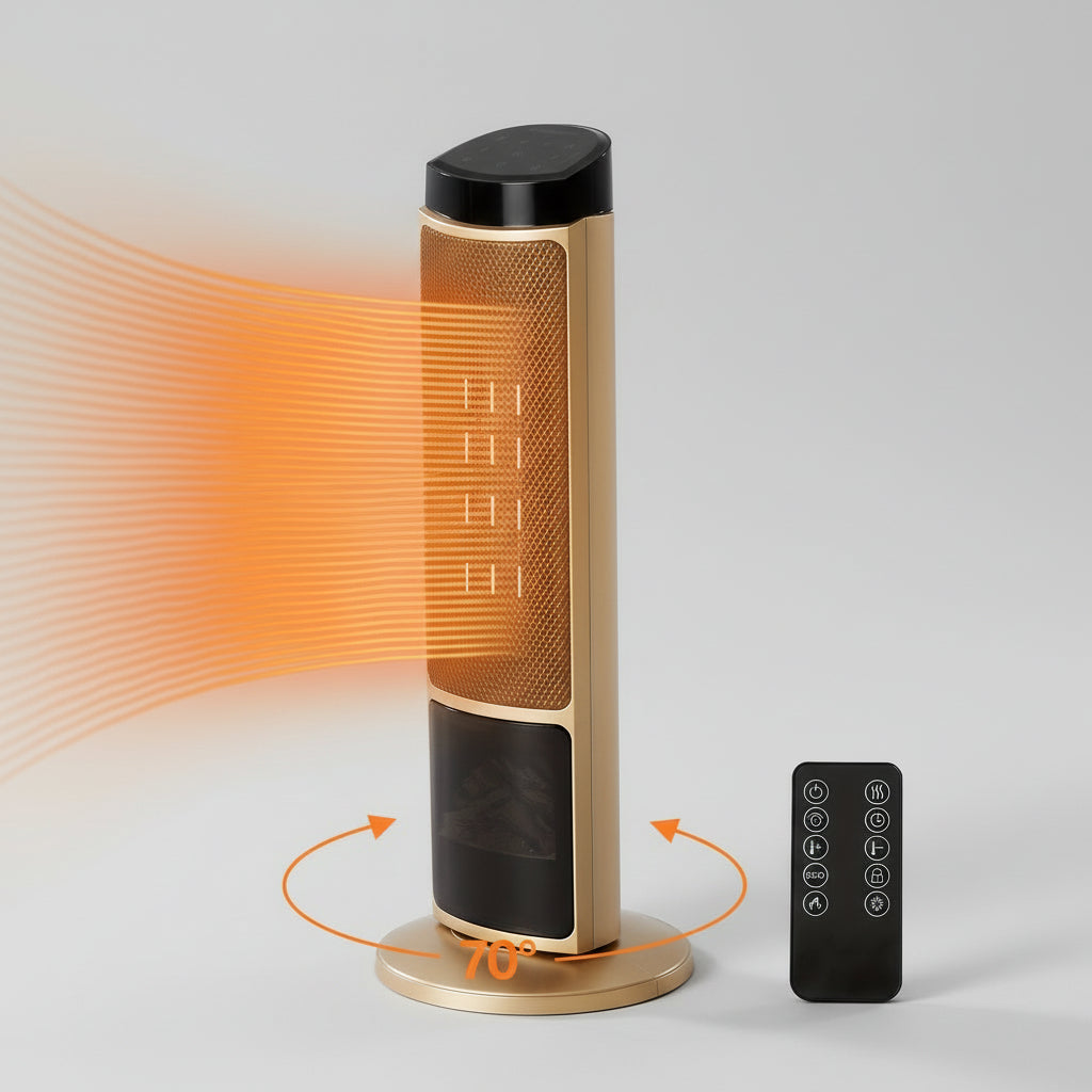 Electric Tile Tower Heater Metal Rotatable Fast Heating