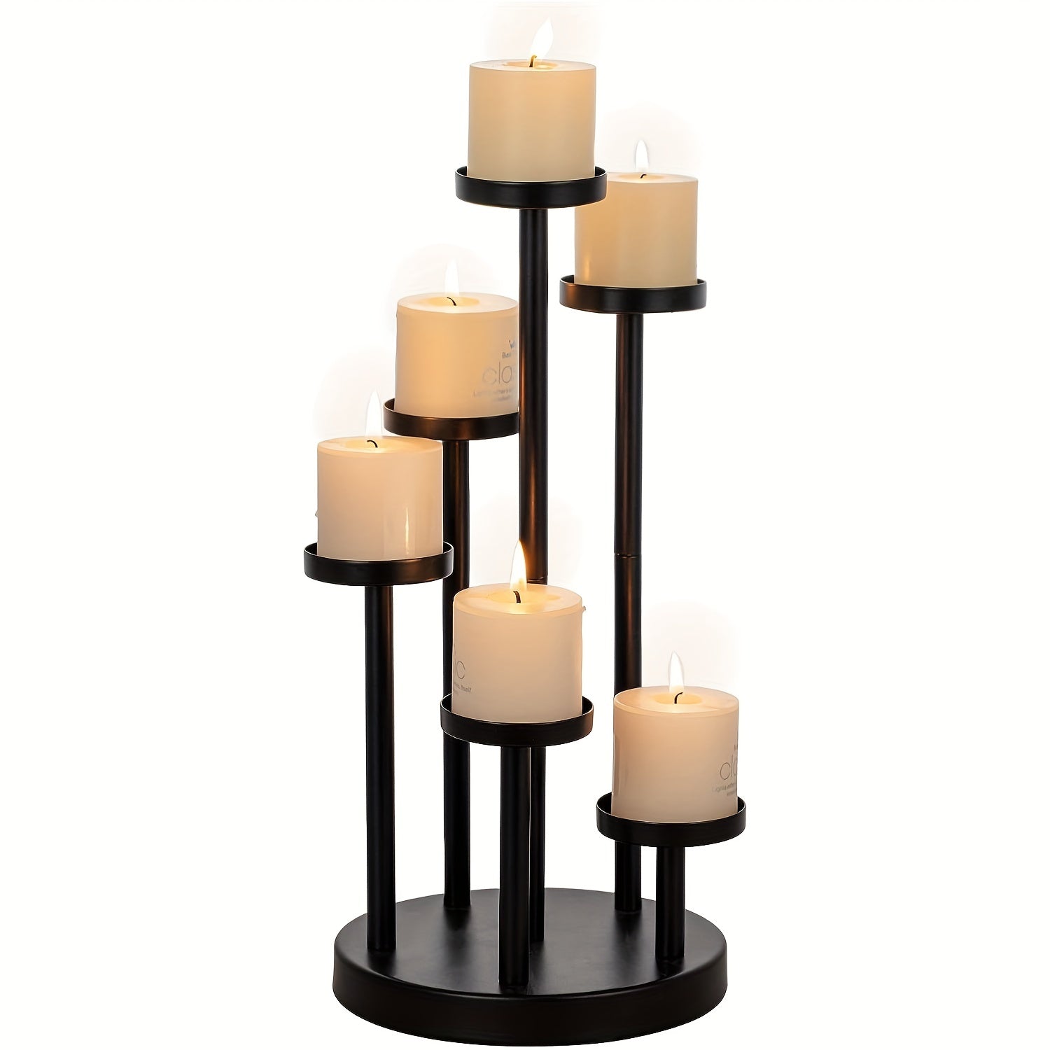 Elegante candelabro negro para decoración de mesa – soporte para 5 velas para bodas, fiestas, mesas de cena