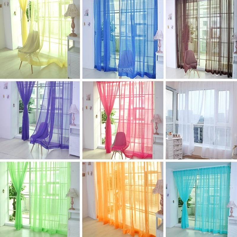 2 Pezzi Tende in Voile con Fiori - 200cm x 100cm Pannelli Trasparenti per Finestra con Occhielli, Leggeri e Lavabili