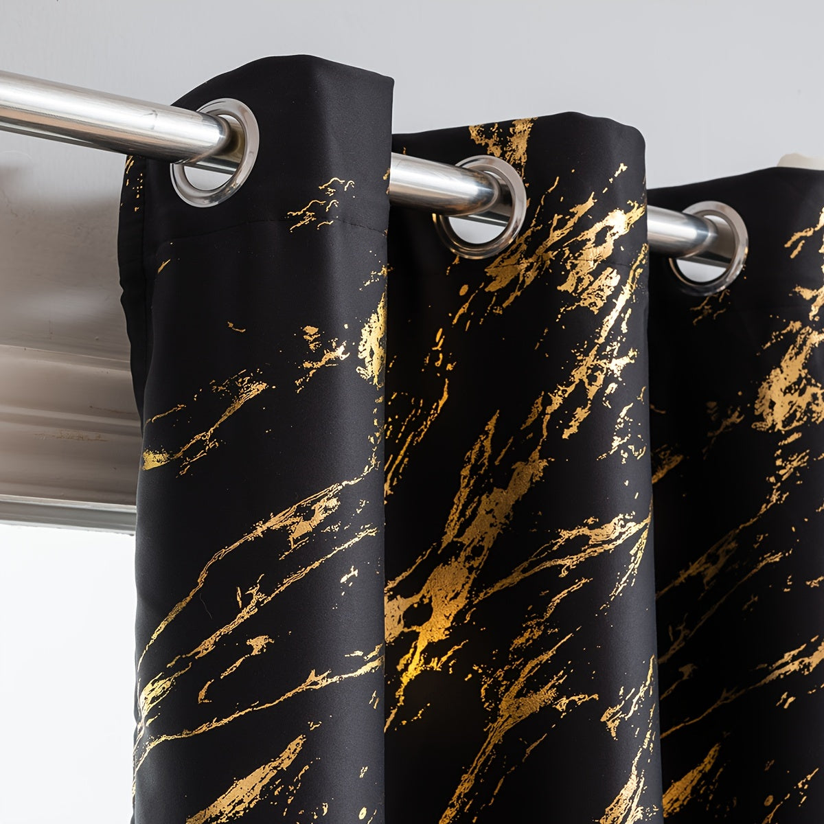 2 Pieces Bronzing Marble Print Blackout Curtains - Sunshade for Living Room and Bedroom