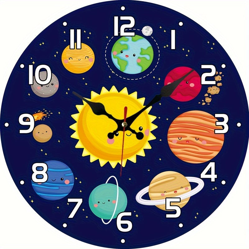 CosmicTime - Relógio de Parede do Sistema Solar Silencioso, Cronómetro Decorativo Redondo