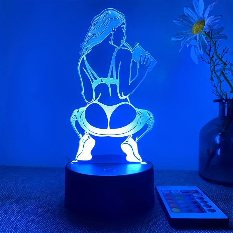 DecoLamp - Candeeiro de Mesa Artístico 3D com Comando à Distância, Alimentado por USB, 16 Opções de Cor