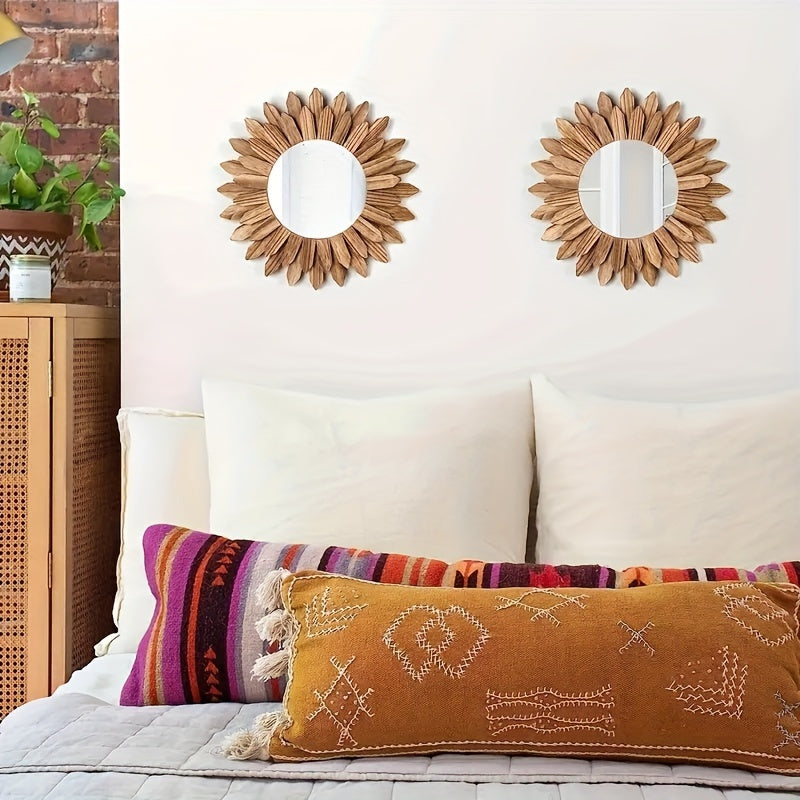 1 Pezzo Specchio Girasole Bohemien - Specchio da Parete in Legno, Specchio Decorativo