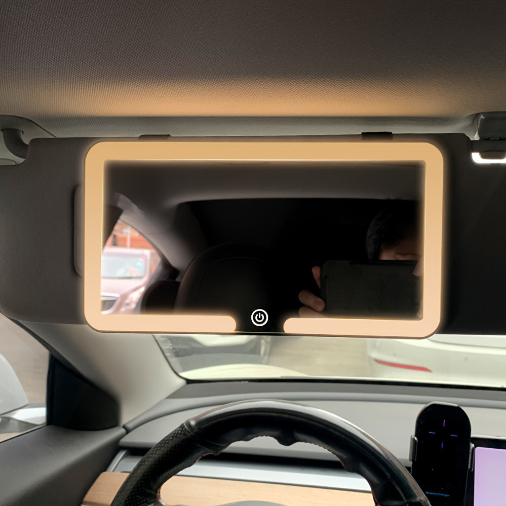 Auto Parasole Specchio Make-up con 3 Modalità di Luce – LED Regolabile, Ricaricabile USB, Design Portatile