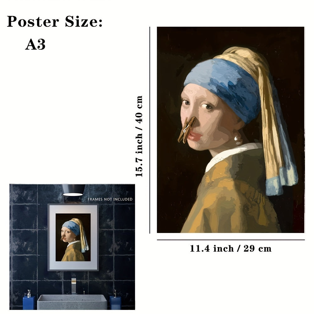 1pc Large Size, Funny Bathroom Wall Poster - Waterproof, No Frames Included, 15.7"x11.4" (40x29cm)
