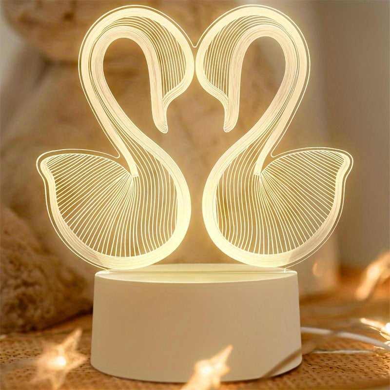 SwanLight - Candeeiro de Mesa 3D LED com Estrutura de Acrílico