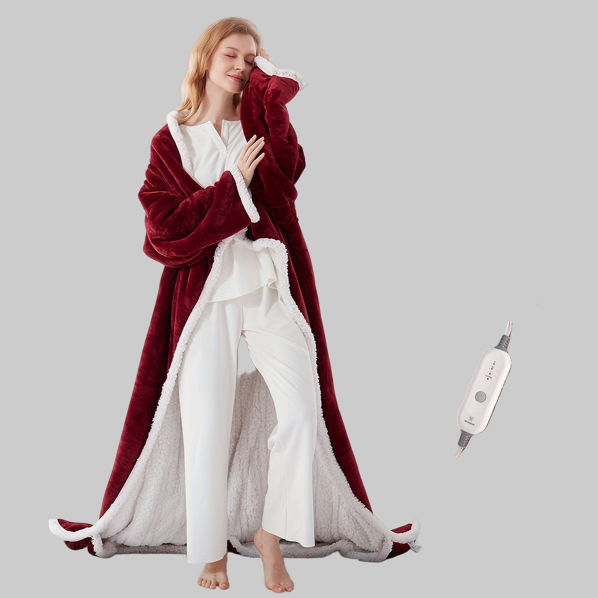 Electric Blanket Flannel Heated Poncho Adjustable Warmth