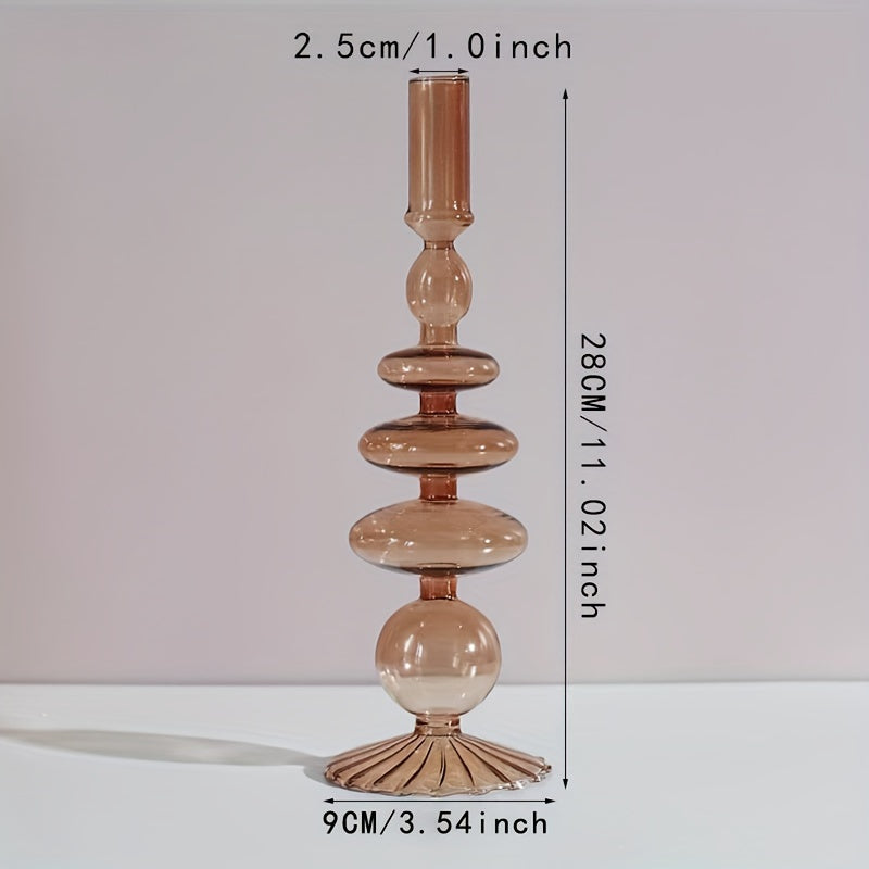 1pc Set di Candelieri in Vetro Creativi e Minimalisti - Vaso in Vetro Laccato per Decorazione da Tavolo per Soggiorno, Tavola da Pranzo e Cena Romantica