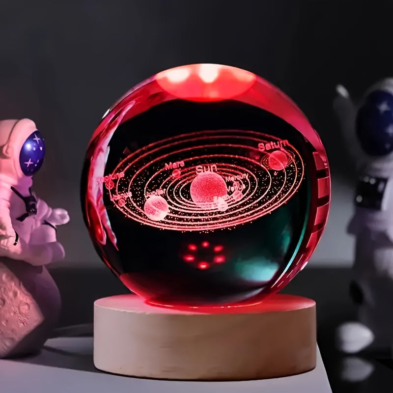 LumiSphere - 3D Crystal Ball LED Night Lamp with Wooden Base