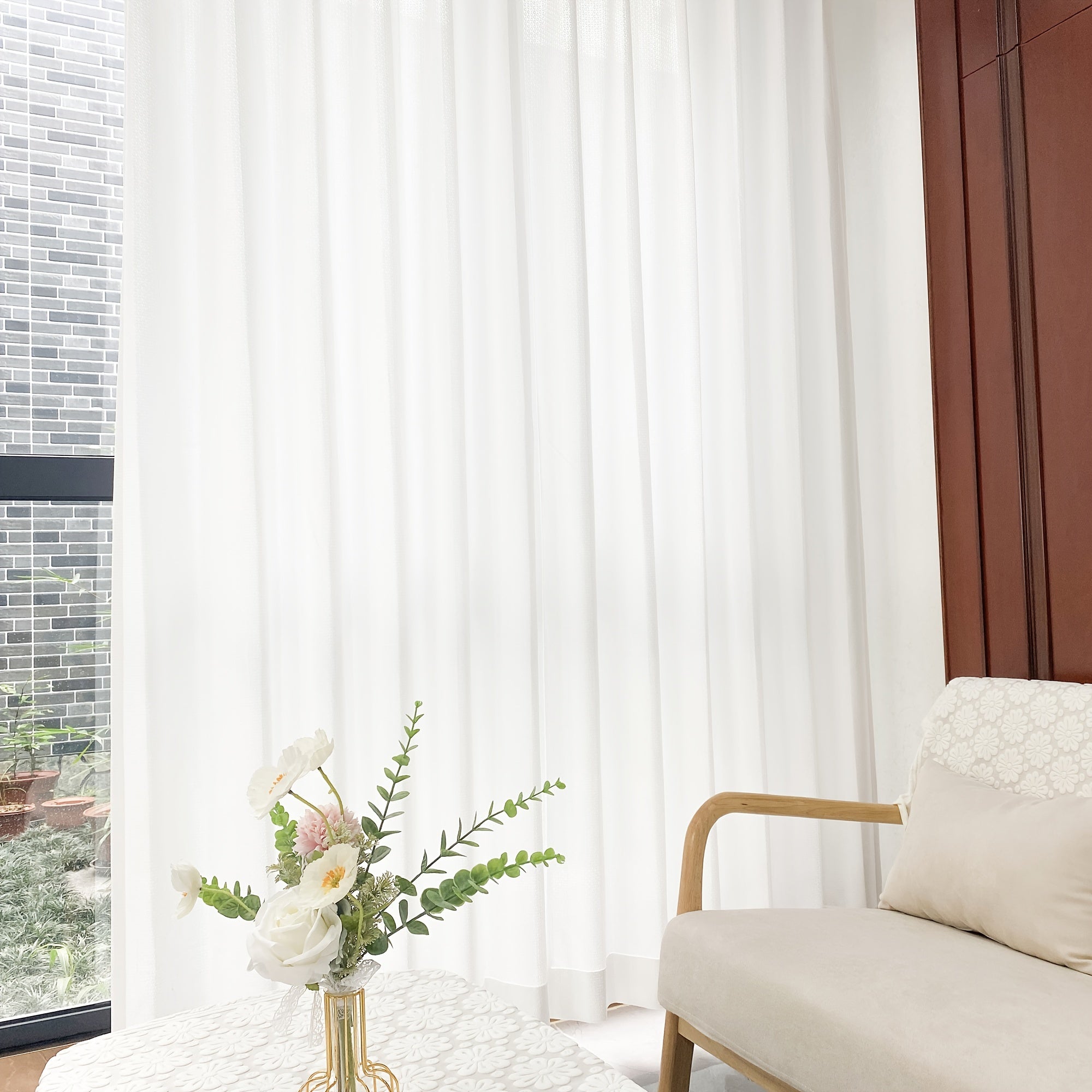 Cortinas Opacas Contemporáneas - Cortinas Tejidas Resistentes a UV 2 Paneles