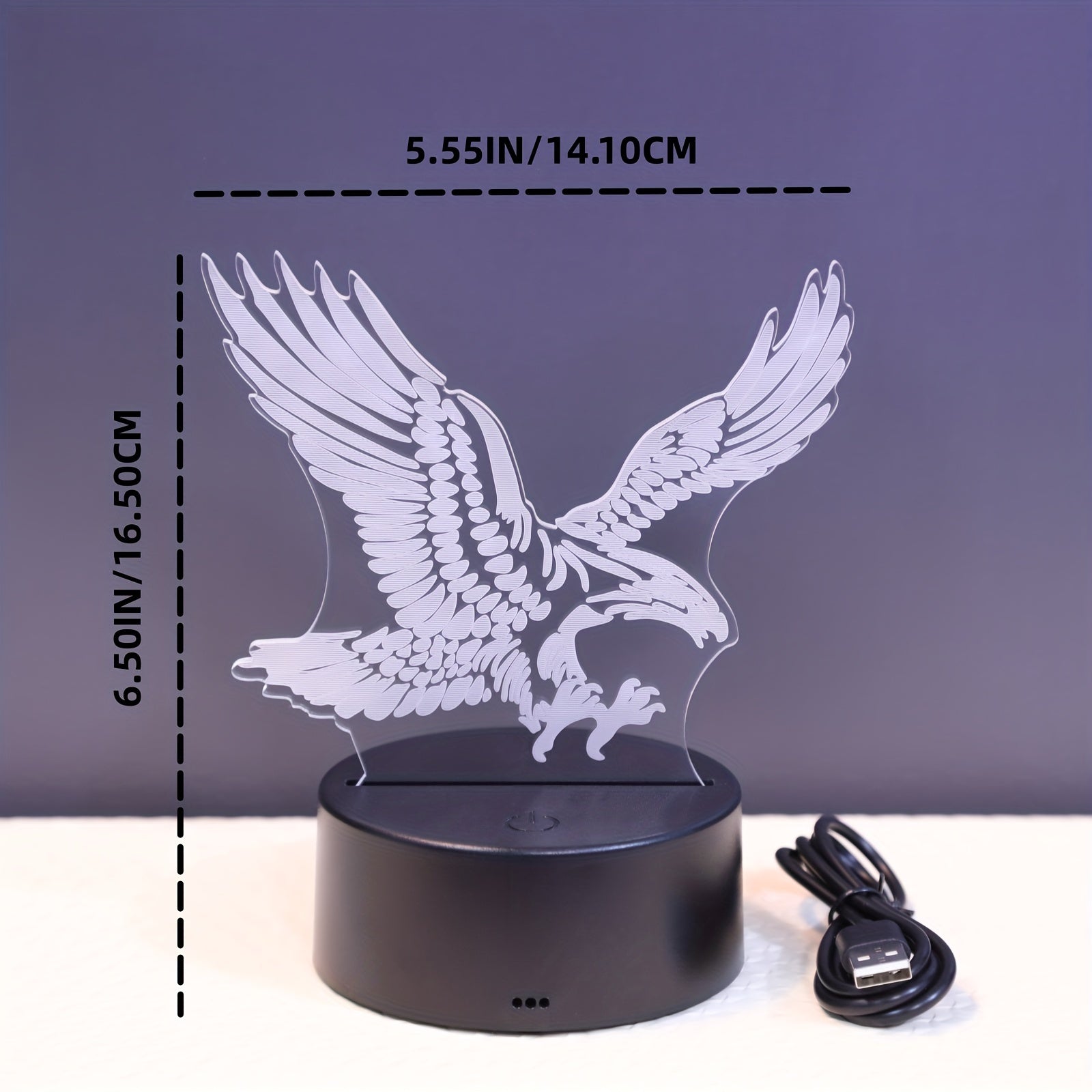 EagleLight - Candeeiro Noturno LED 3D com Controlo por Toque, Candeeiro de Mesa USB com 7 Cores