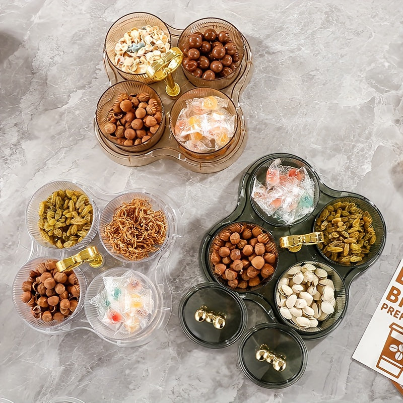 Conjunto de Taças de Acrílico - Conjunto de 4 Peças de Taças de Acrílico para Nozes e Doces com Tampa