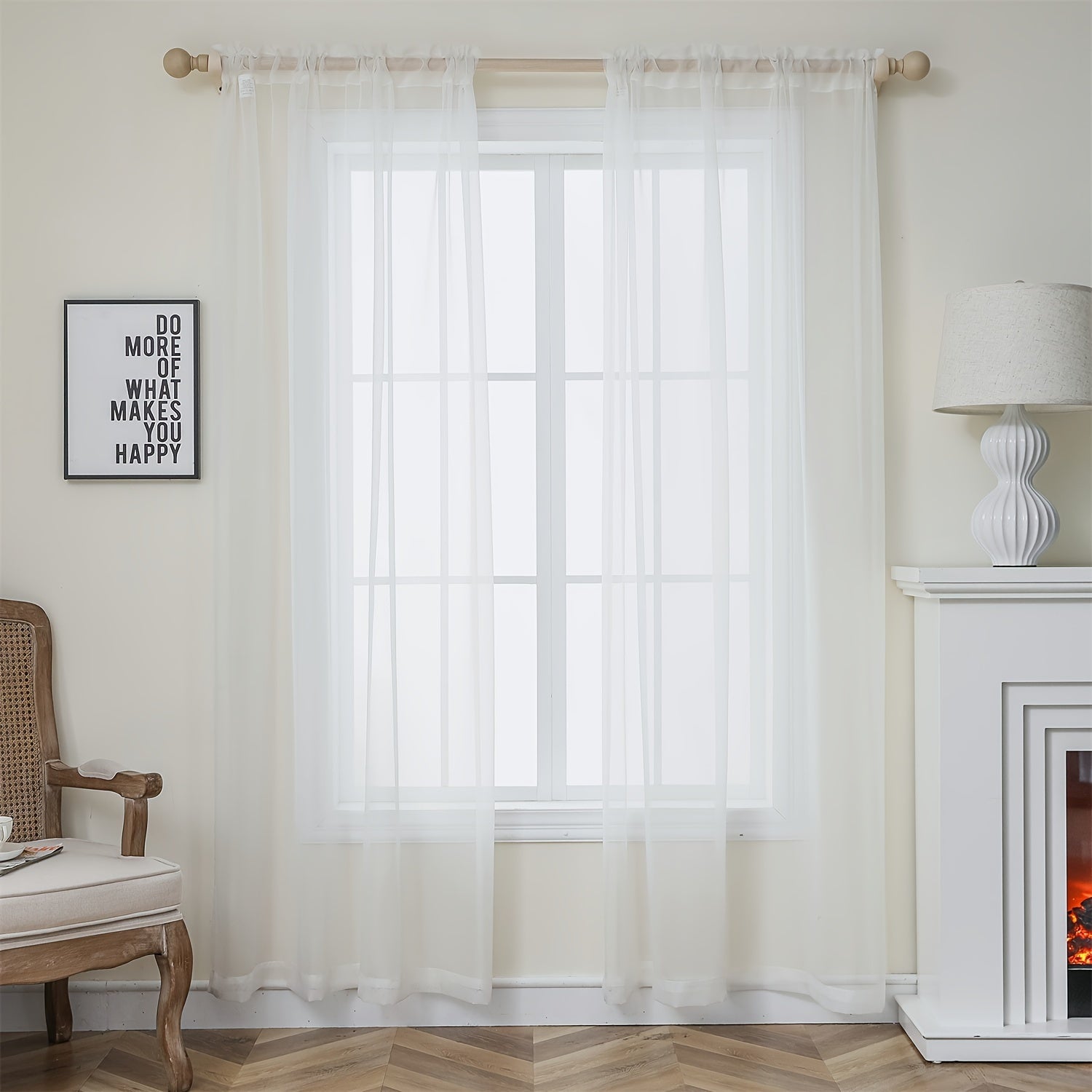 Cortinados Semi-transparentes - Pack de 2 Cortinados Leves e Respiráveis em Poliéster para Quarto e Portas de Terraço