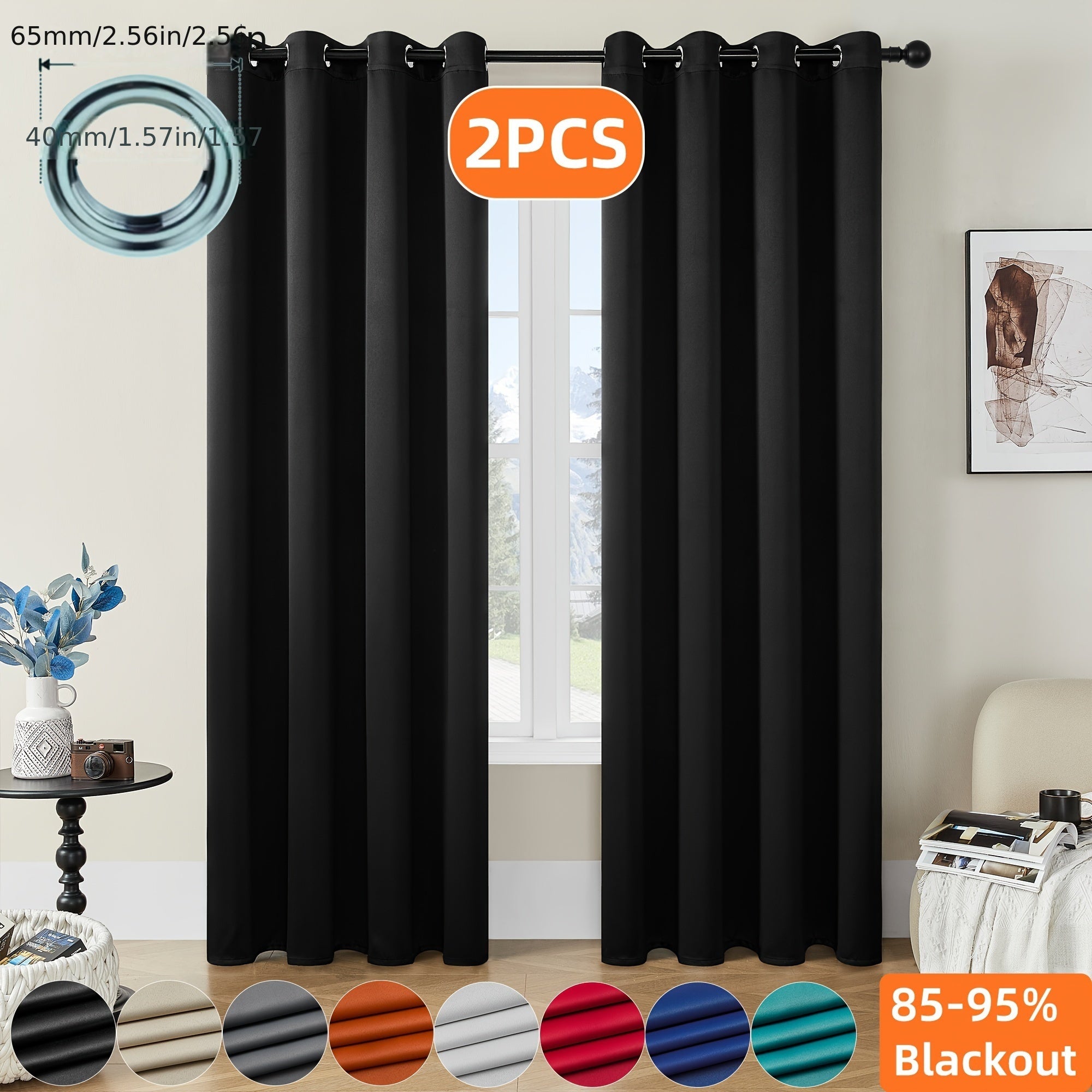 Verduisterende Gordijnen - 2 Stuks Moderne Polyester Gordijnen met Thermische Isolatie en Oogjes