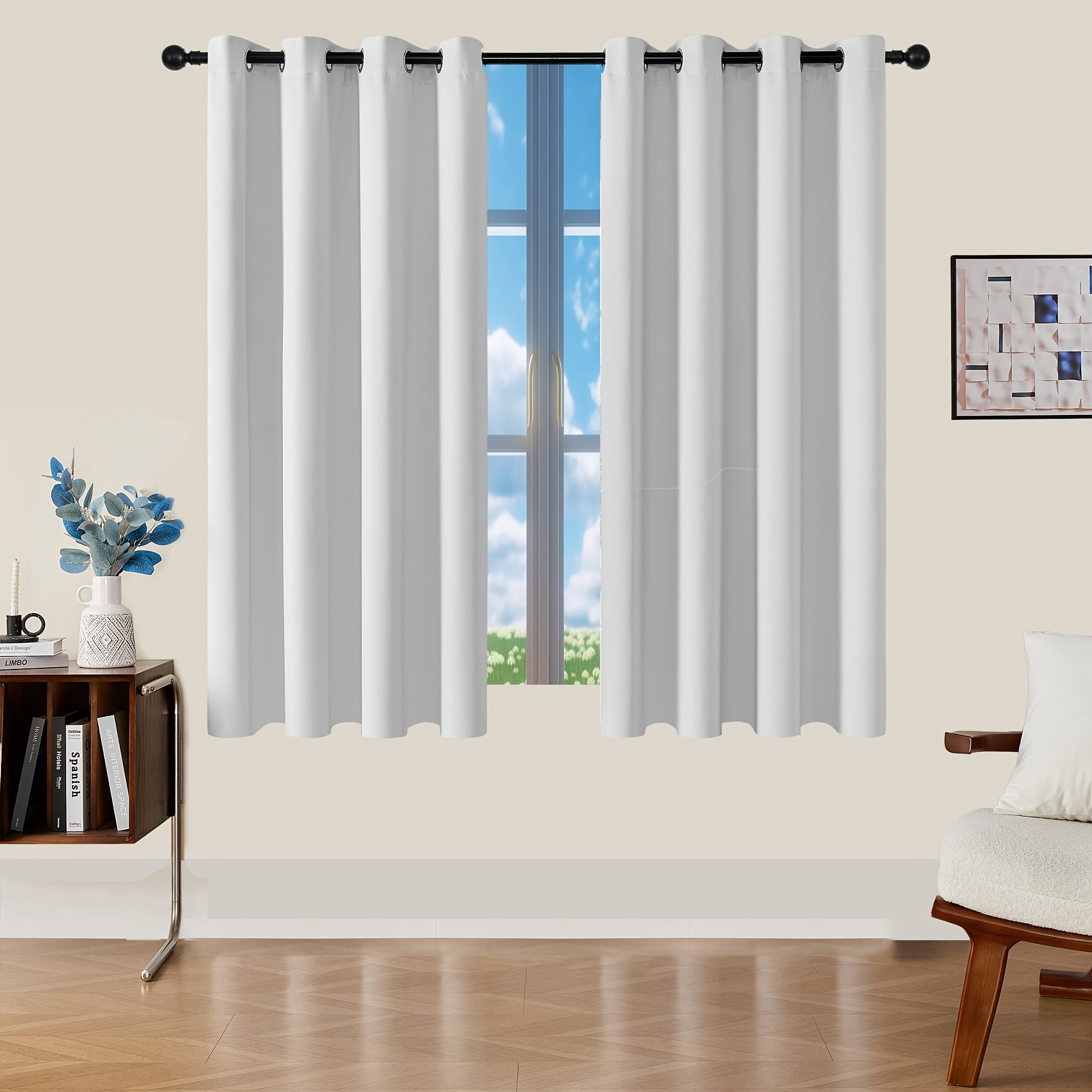 Verduisterende Gordijnen - 2 Stuks Moderne Polyester Gordijnen met Thermische Isolatie en Oogjes