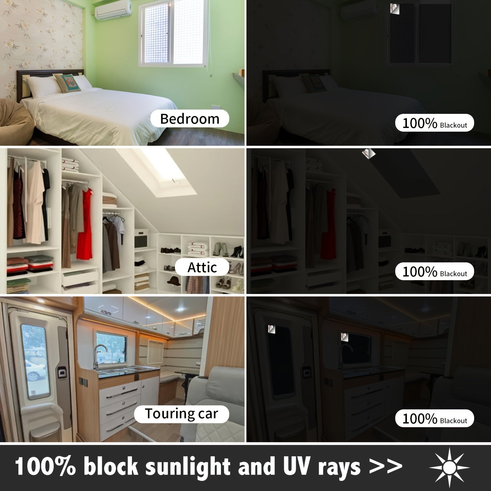 1 Pieza Cortinas Opacas - Persianas Opacas Portátiles, Cubierta de Ventanas para Sala y Dormitorio