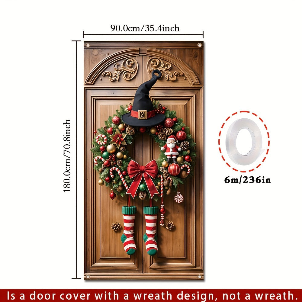 HolidayBanner - Polyester Kerstdeurbanner met Krans