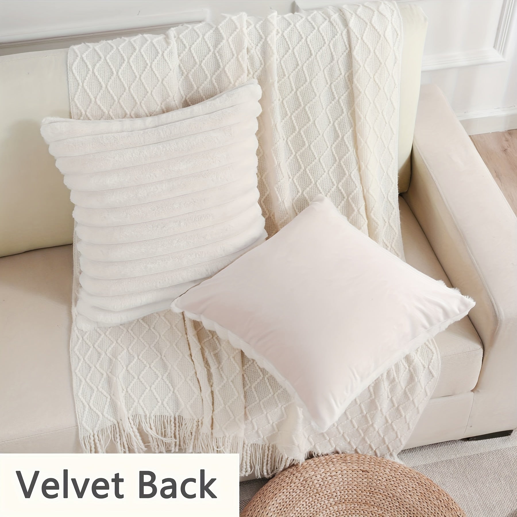 Luxury Faux Fur - Set van 2 Pluche Sierkussenhoezen met Strepen voor Bank of Slaapkamer