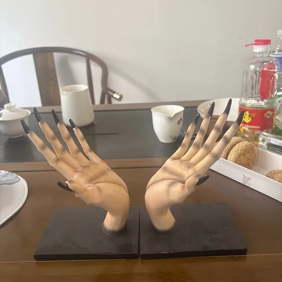 DemonHand - 2-piece Set Resin Bookends for Indoor/Outdoor Decoration