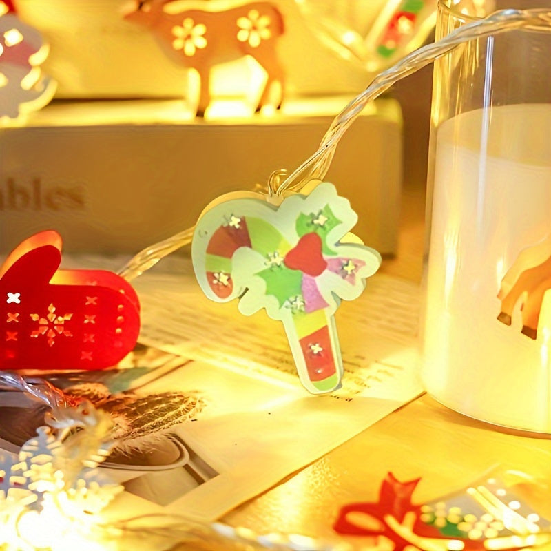 Festoon Light - 1 Piece Christmas LED String with Snowman, Santa Claus & Stocking Decorations