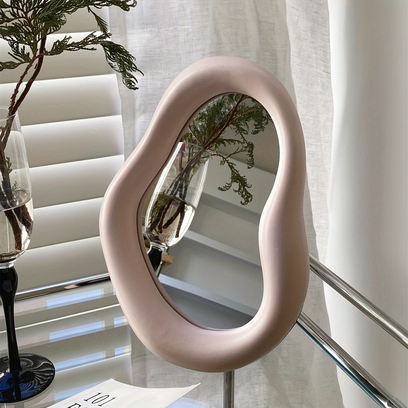 Espelho de Maquilhagem em Cerâmica – Design Irregular, para Decoração de Quarto e Cômoda