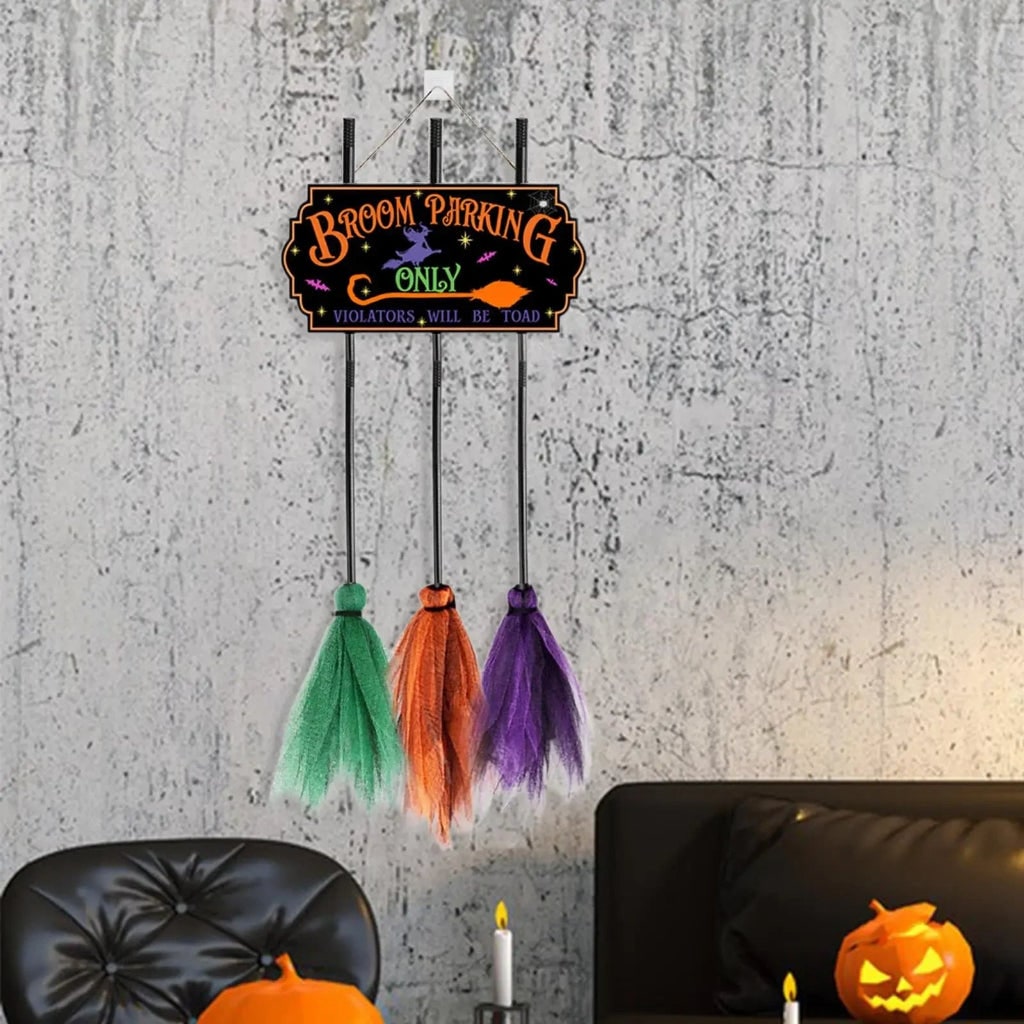 Decorazione Halloween Cartello Parcheggio Scopa Divertente - Image 4