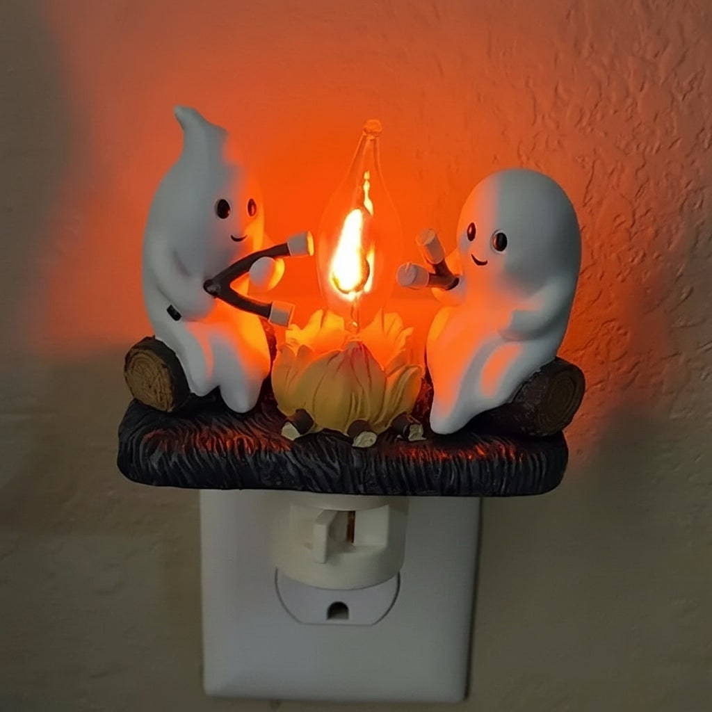 Decorazione Halloween Luce Notturna Fantasma Falò Spina Elettrica - Image 2