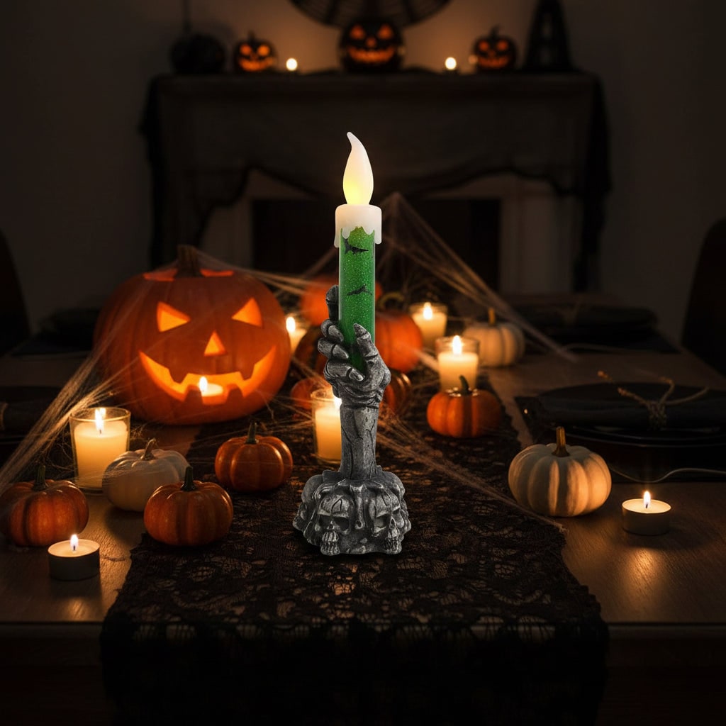 Decorazione Halloween Portacandela Design Teschio - Image 4