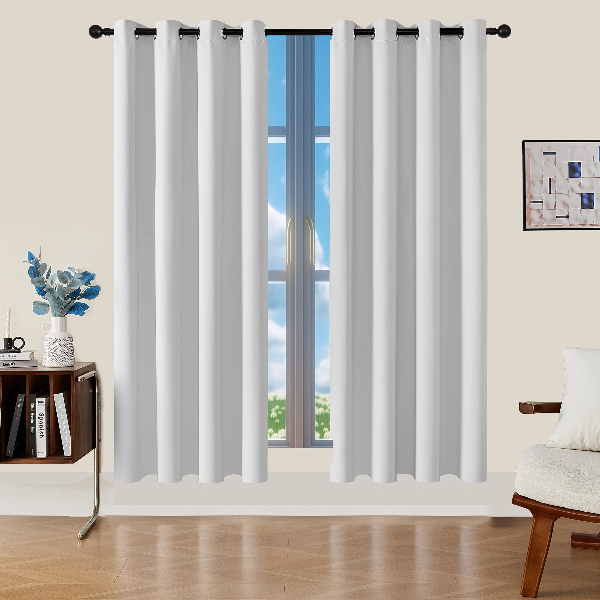 Verduisterende Gordijnen - 2 Stuks Moderne Polyester Gordijnen met Thermische Isolatie en Oogjes