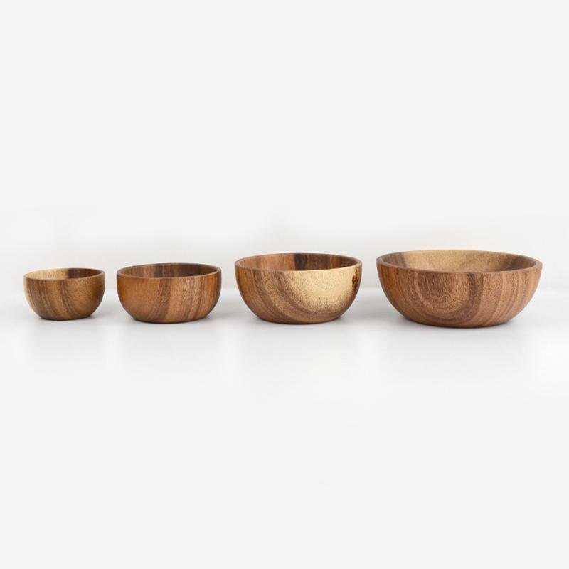 Set de 4 piezas de cuencos de madera para ensalada de pasta y fideos